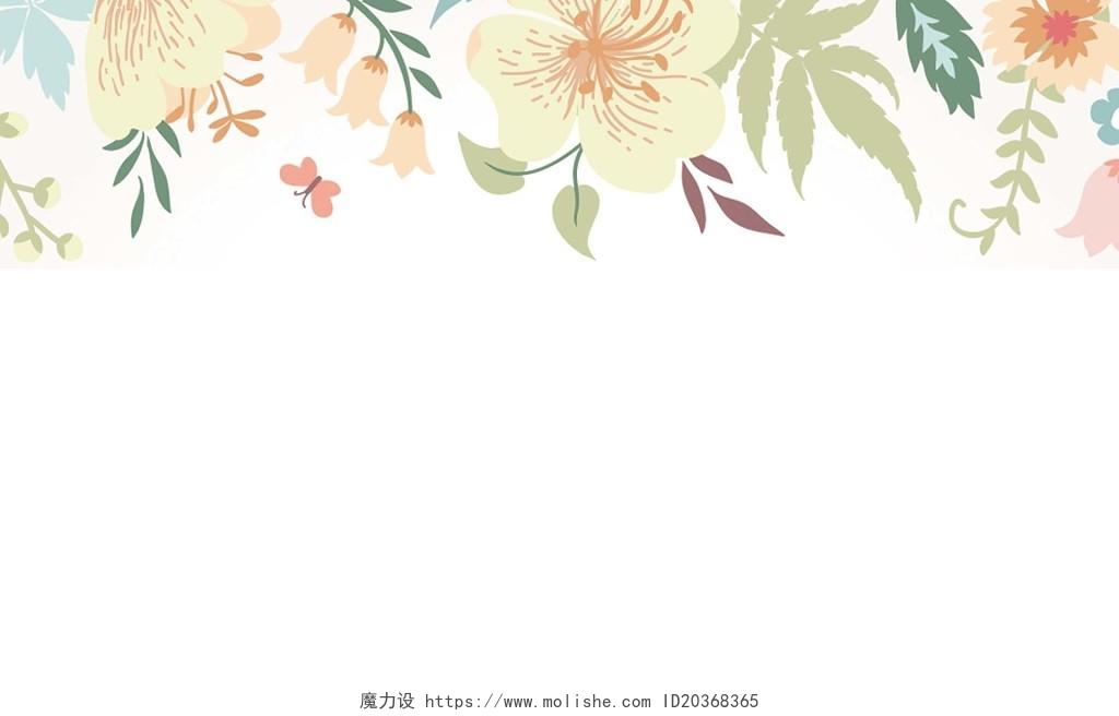 透明名片白色手绘花朵背景素材